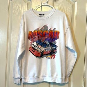 NASCAR Sweatshirt White with Racing Car Logo Size OS